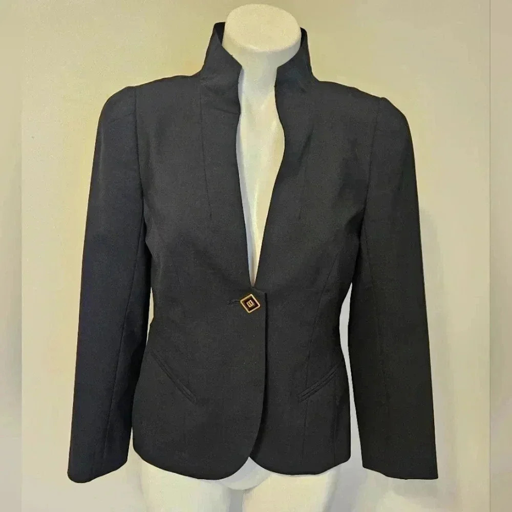Trina Turk Blazer Black Wool Blend Size 4